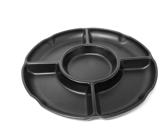 Mat Black Divided melamine Plate 5 Parts