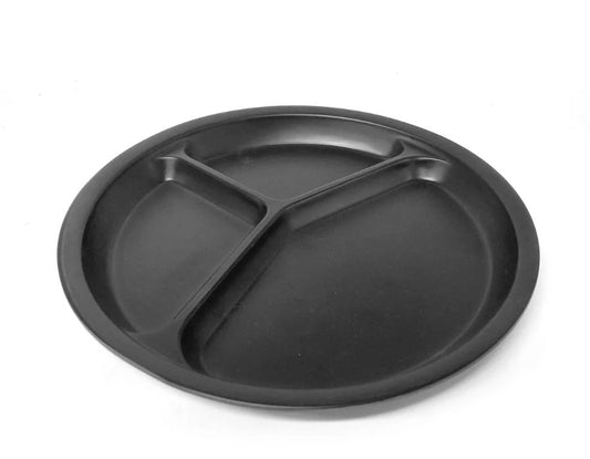 Mat Black Divided melamine Plate 3 Parts Size : 28 cm صحن ميلامين مدور مقطع 3 أقسام أسود YM-11