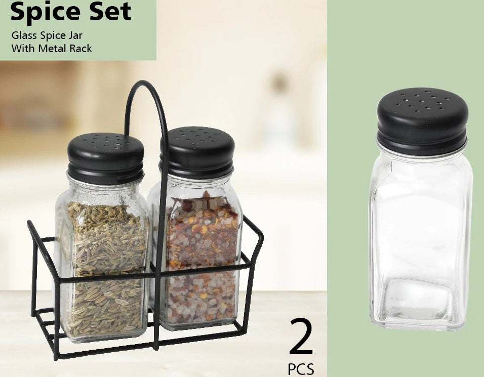 Salt & Pepper Set with Metal Basket