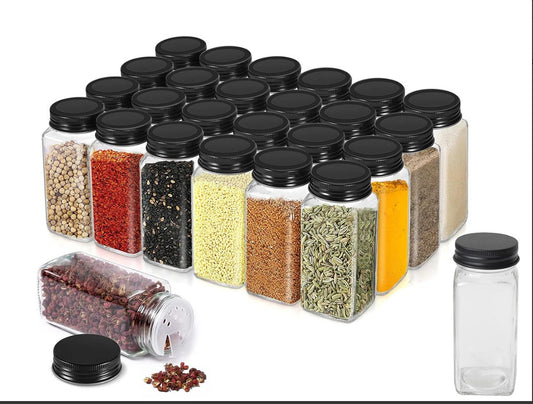 Squared Spice Bottle with Mat Black Metal Cap 120 ml