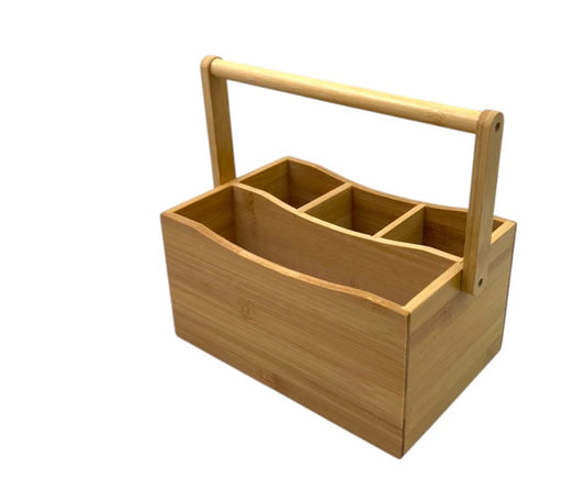 High Quality Divided Bamboo Basket with mobile Handle