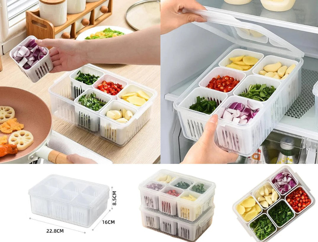 Food Prep Plastic Storage Container with 6 Strainers