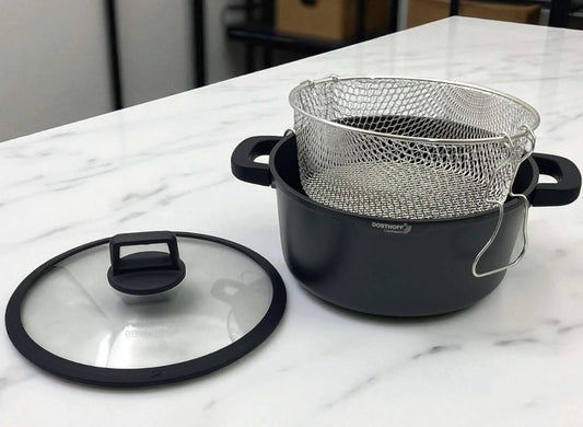 Dosthoff Black Quantum Ceramic Deep Fryer Black with Cover 28 cm