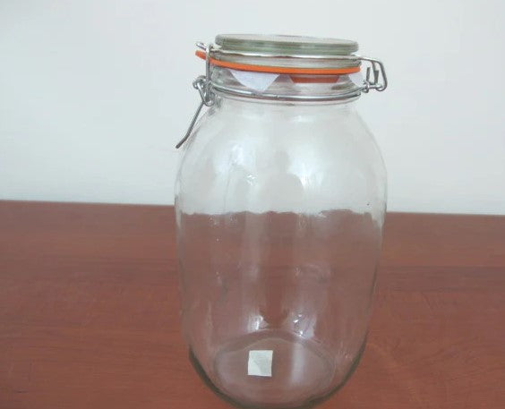 Strong Clip Glass Jar with Orange Rubber 3000 ml