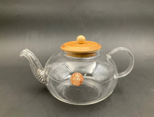 Borosilicate Glass Tea Pot Wood cover 1000