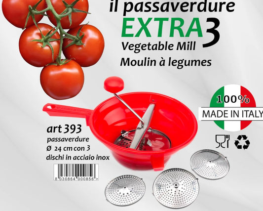 Plastic Vegetable Mill "Extra 3" 24 cm with Three Blades