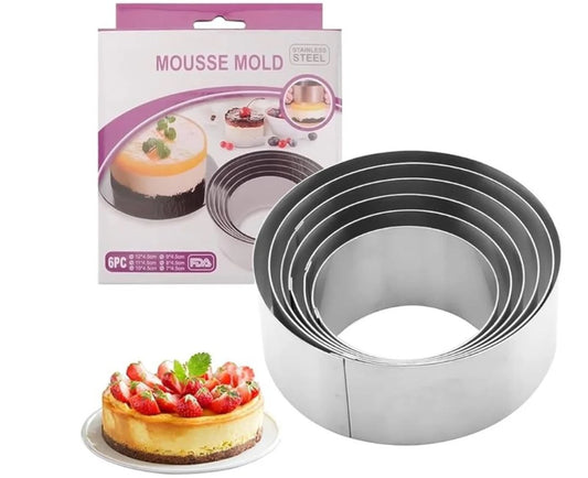 Set of 6 round Stainless Steel Mousse Mold