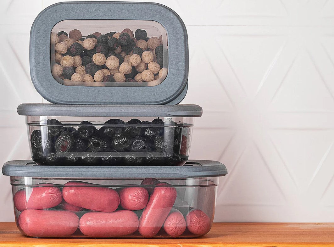 Set of 3 Poli Food Storage Box with Silicon Rim Cover