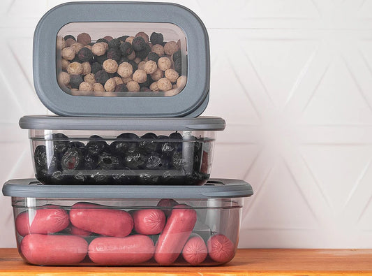 Set of 3 Poli Food Storage Box with Silicon Rim Cover