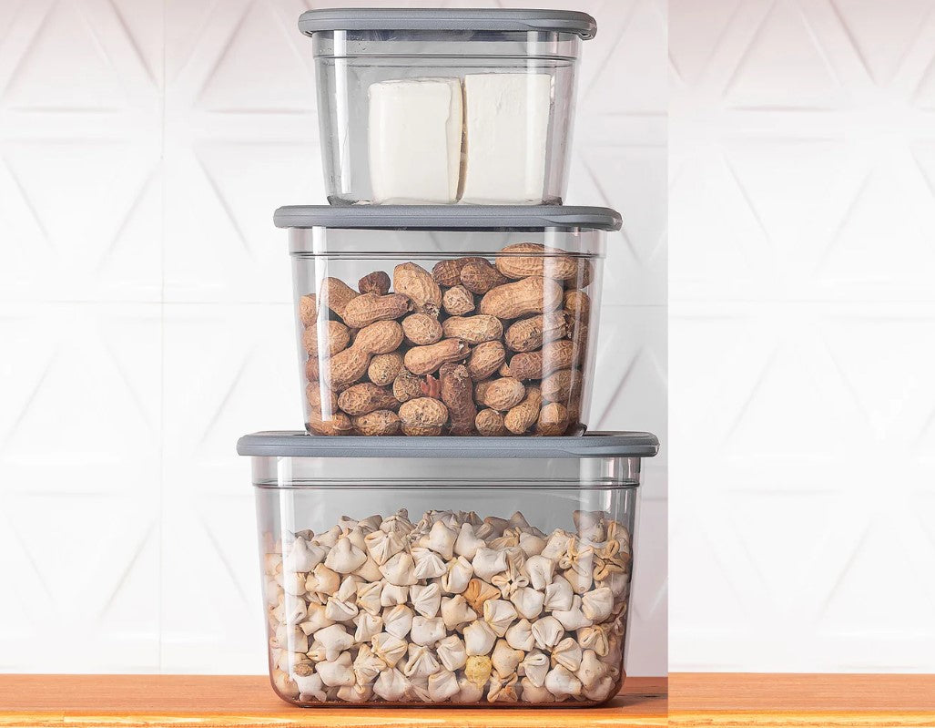 Set of 3 Poli Food Storage Box with Silicon Rim Cover