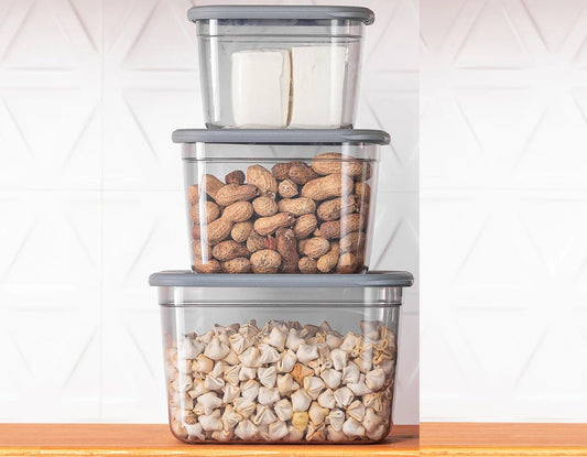 Set of 3 Poli Food Storage Box with Silicon Rim Cover