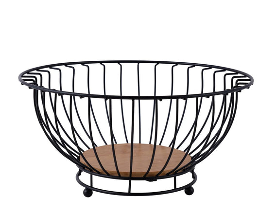 Dosthoff Iron Large Fruit Basket with Bamboo Base MB08