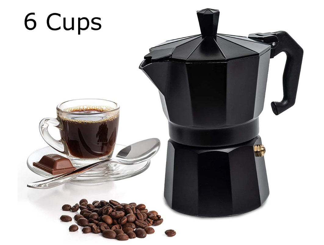 Black 2 levels Italian coffee pot 6 cups