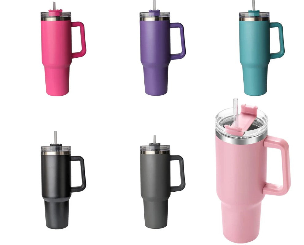 Large SS Tumbler with Handle and Straw 40 OZ 1200ml