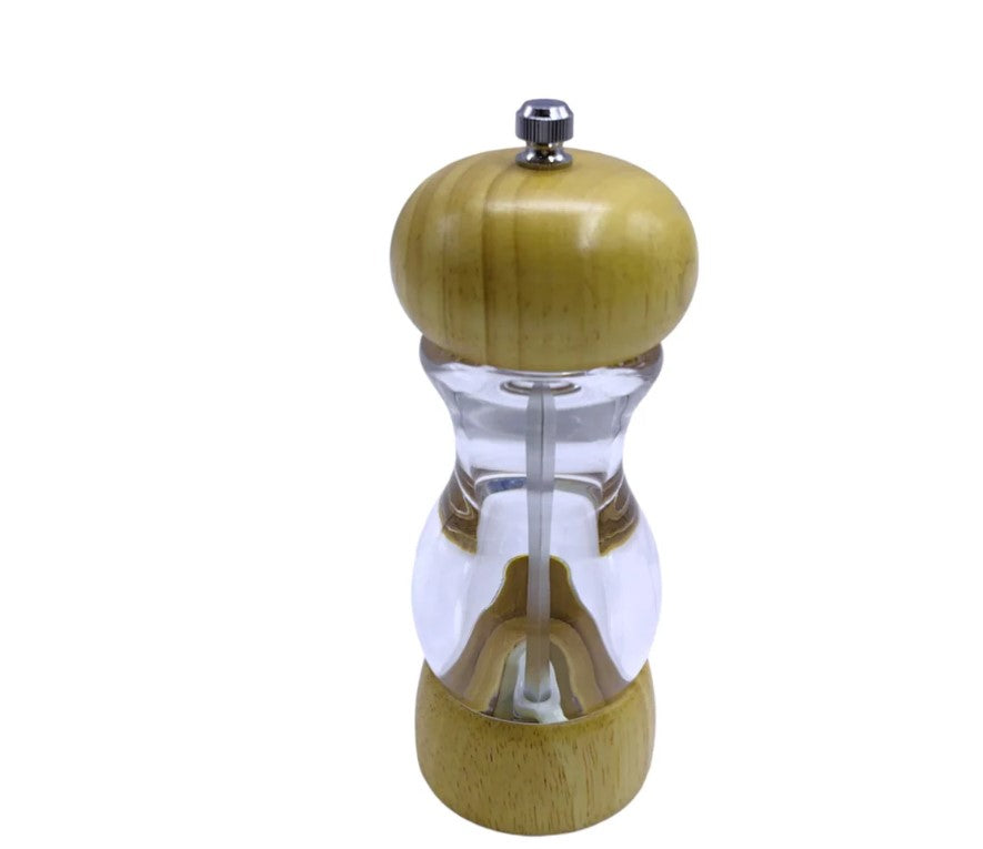 Acrylic+Wood Pepper Mill with Carbon Steel Grinder 16 cm