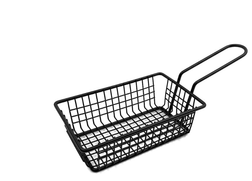 Black Rectangular French Fry Serving Basket 16 cm