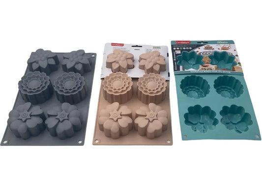 Silicone 6 pcs Multi Flowers Mold 27.5x17x4cm