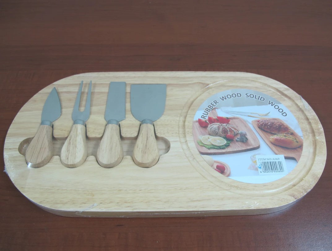 4 Cheese Serving Utensils with Board
