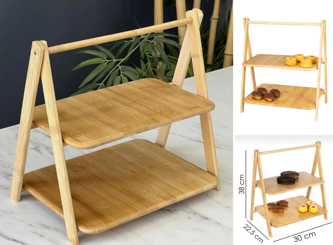 Bamboo stand with 2 presentation Shelves