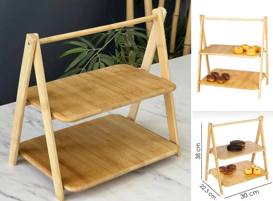 Bamboo stand with 2 presentation Shelves