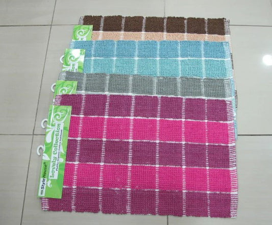 100% Cotton Bathmat Size : 80 x 50 cm دعسة حمام فدار قطن مربعات الحجم : 80 * 50 سم
