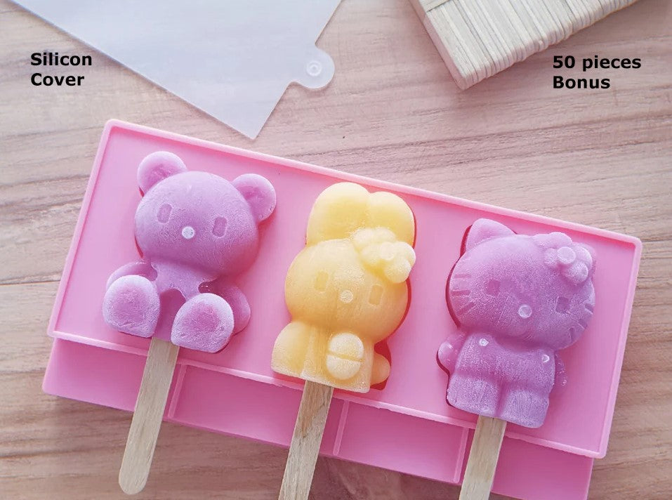 silicone popsicle molds with cover and wooden sticks