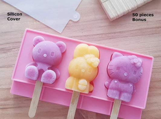 silicone popsicle molds with cover and wooden sticks