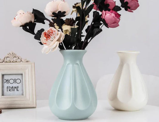 Plastic Vase Ceramic Look Wide