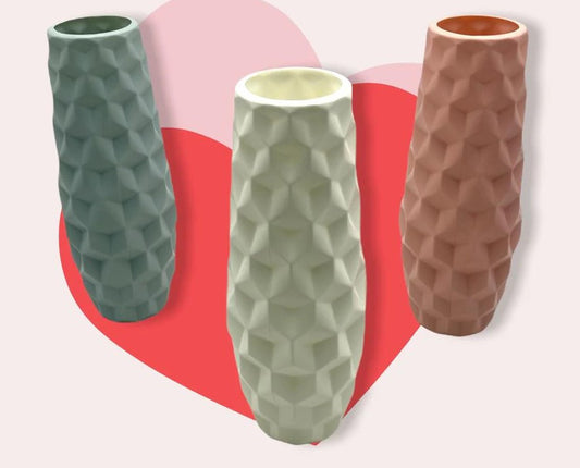 Plastic Vase Ceramic Look Long 27 cm