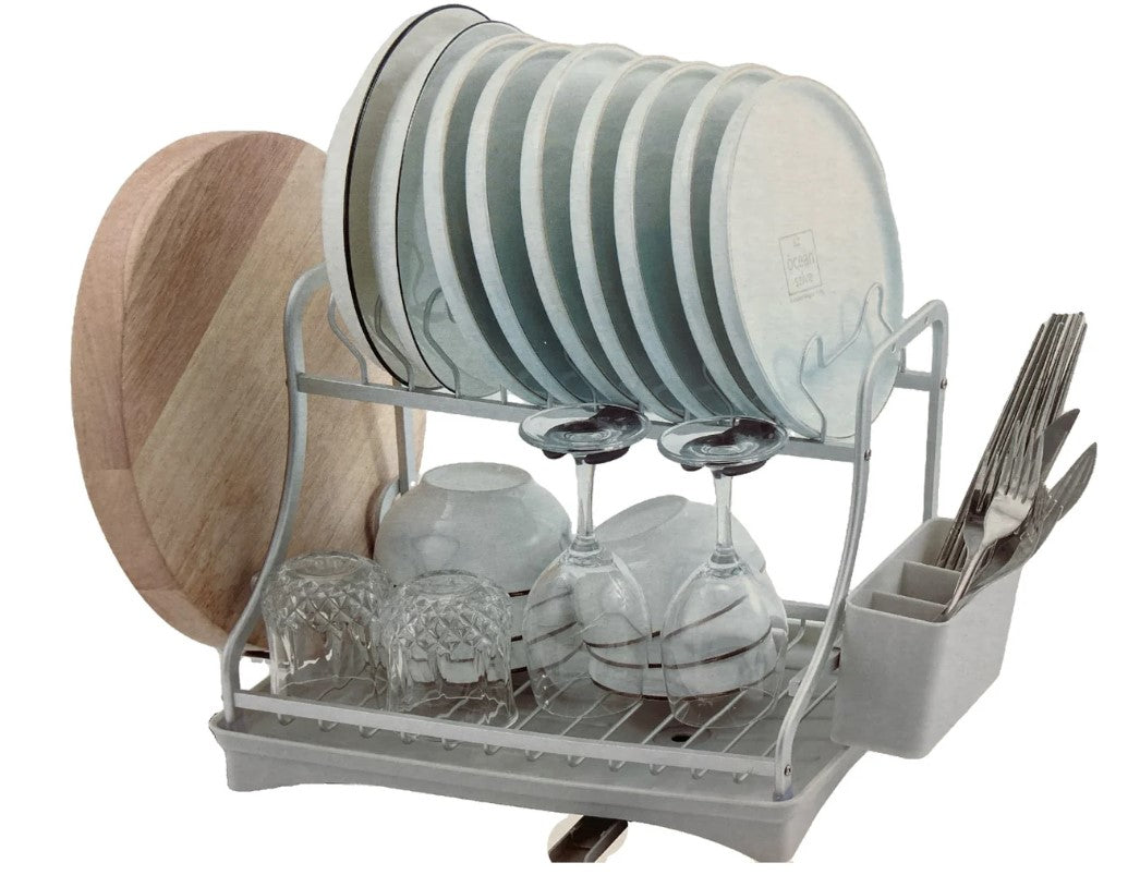 Aluminium Dish Rack with Plastic Tray and Spout
