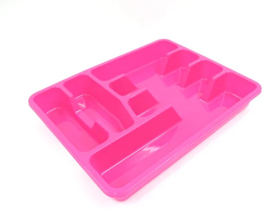 Large plastic colorful cutlery tray