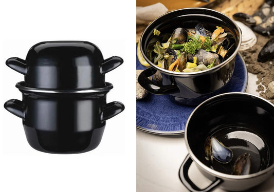 Enamel Coated Mussel Pot 12 cm Black Color
