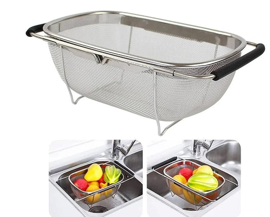 Oval Stainless Steel Mesh Colander w Flex Handles 34 cm