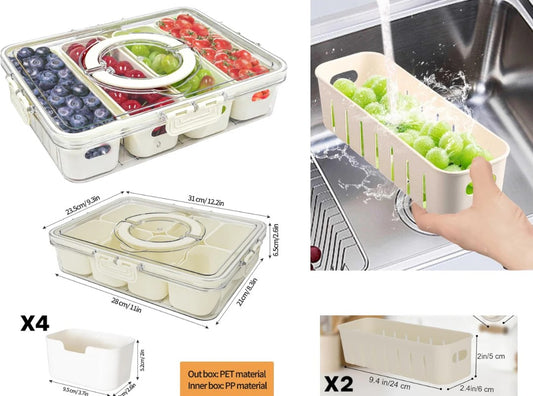High Quality Transparent Food Storage Container 6 Divide