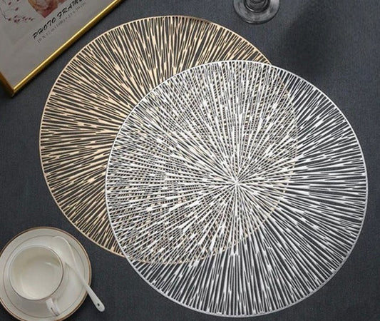 Round Golden or Silver Table Placemat 38 cm