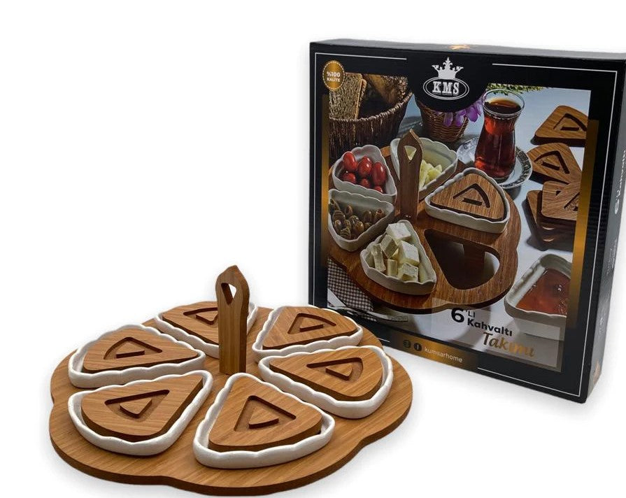 Round divided tray with covers 6 comp