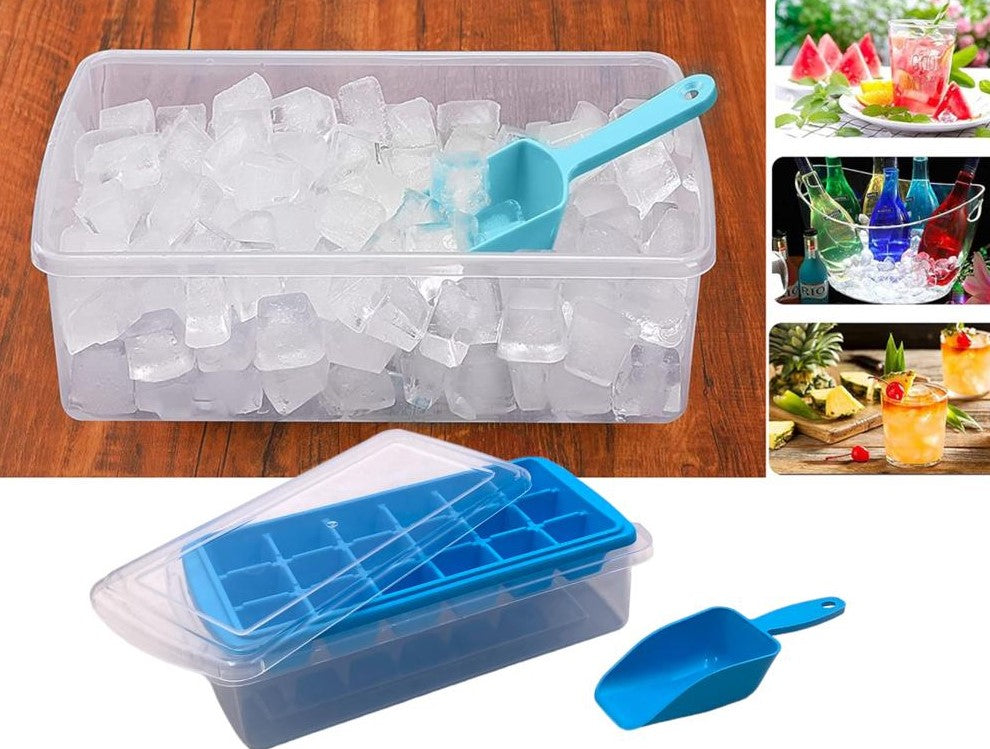 Ice Cube Tray with Container and Cover and Scoop