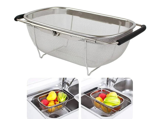 Oval Stainless Steel Mesh Colander w Flex Handles 34 cm