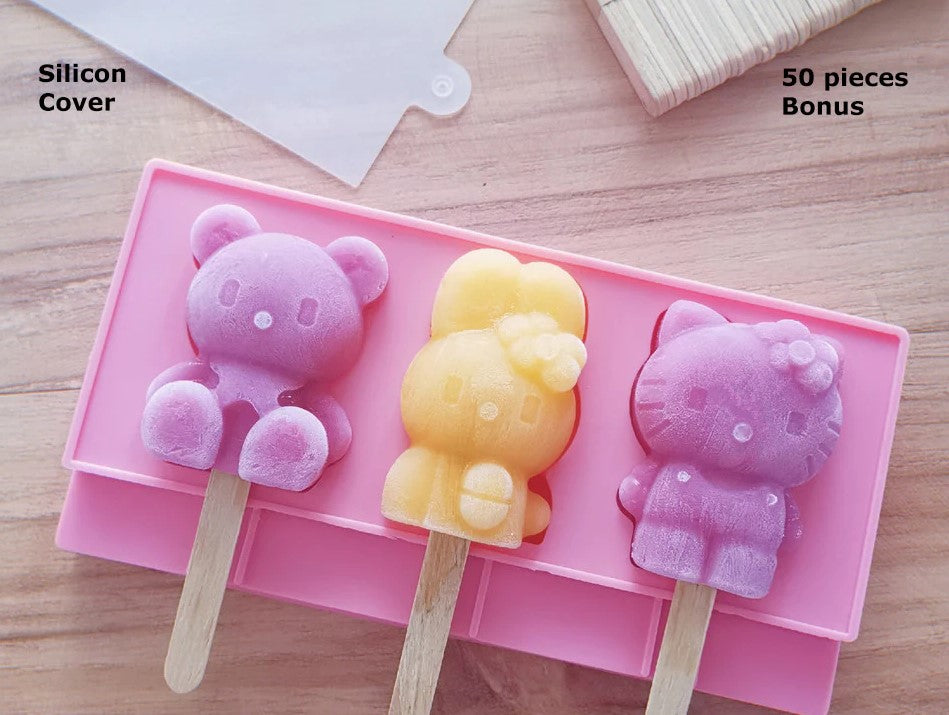 silicone popsicle molds with cover and wooden sticks