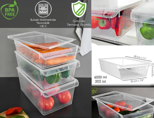6 L Plastic Refrigirator Organizer Witا Lid