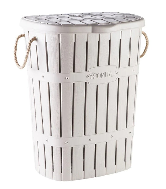 Plastic "Bamboo" Laundry Basket with Natural Ropes