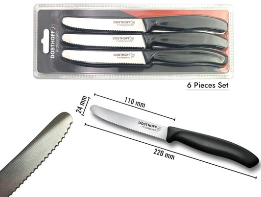 Dosthoff Serrated Tomato Knife Black Plastic Handle X6