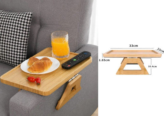 Sofa Arm Clip-On Foldable Table Tray for Wide Armrest