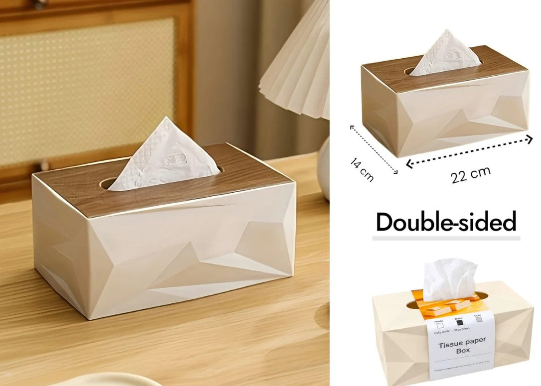 Double Function Design Tissue Box with Bamboo Cover