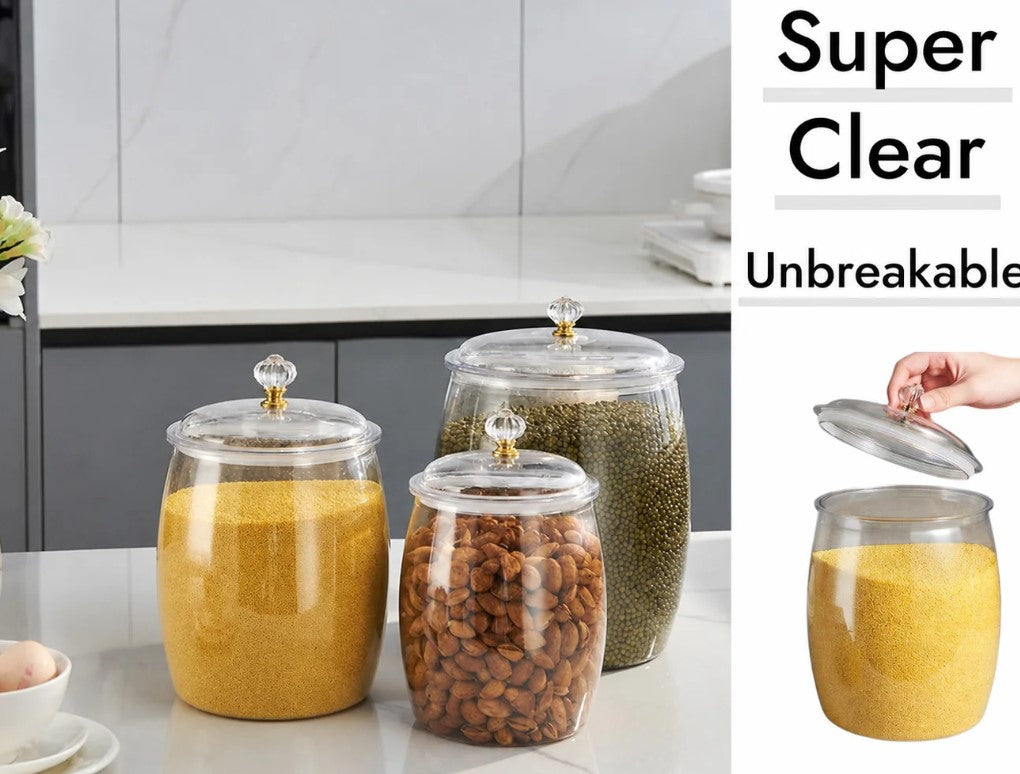 Break resistant BPA Free 3 Large Jars Set