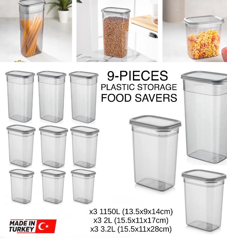 9-Pcs Airtight Lids Plastic Food Savers