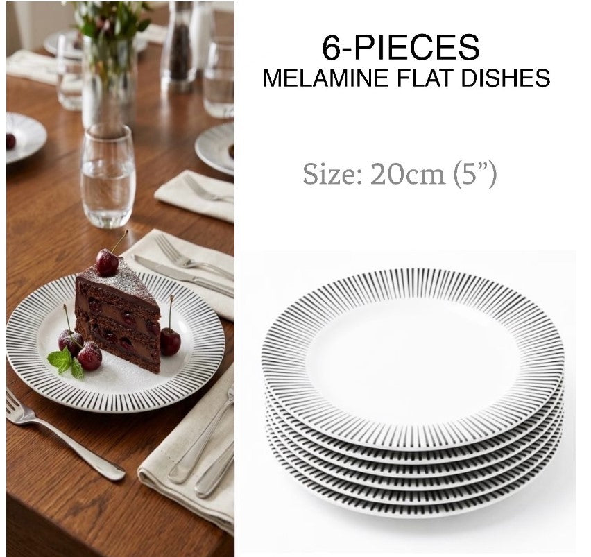 6-Pcs 8” Melamine Flat Dishes (BET-208)