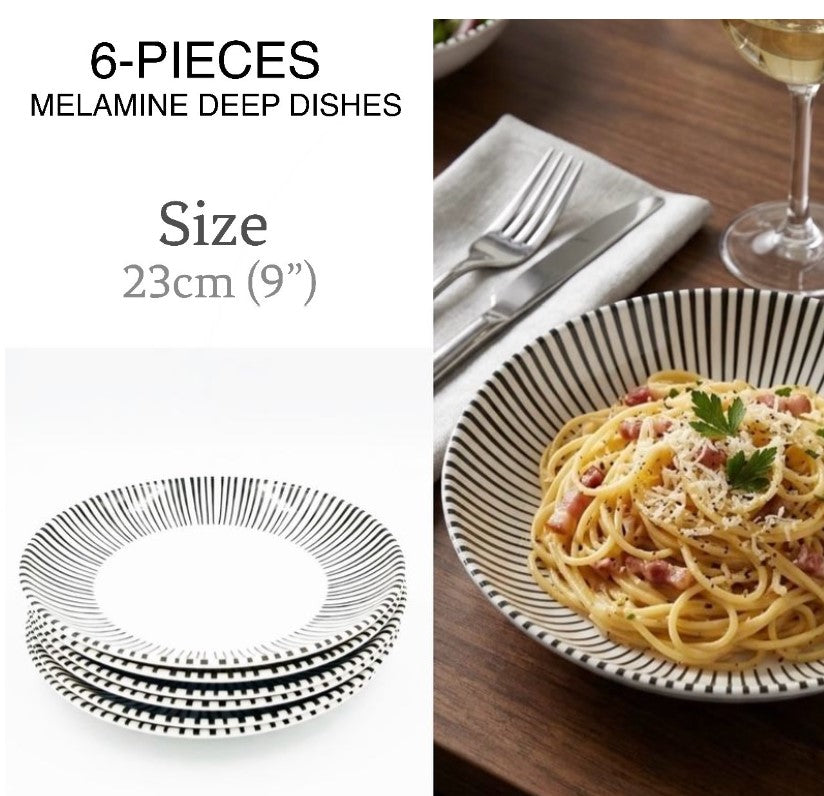 6-Pcs 9” Melamine Deep Dishes (BET-7254)