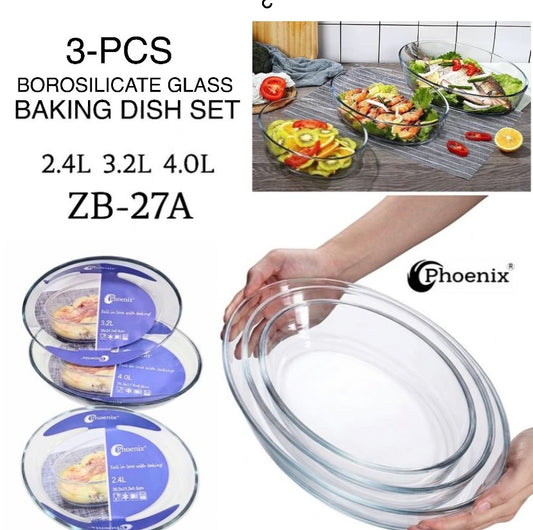3-Pcs Oval Glass Dishes (ZB-27A)