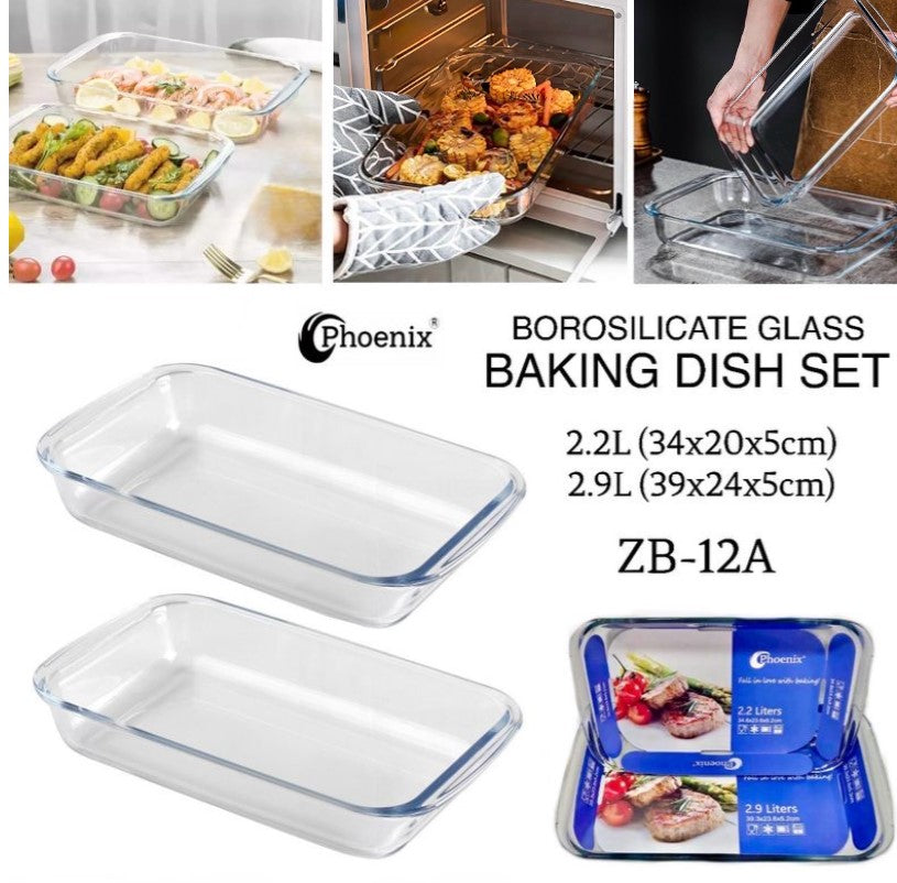 2-Pcs Rect. Glass Dishes (ZB-12A)
